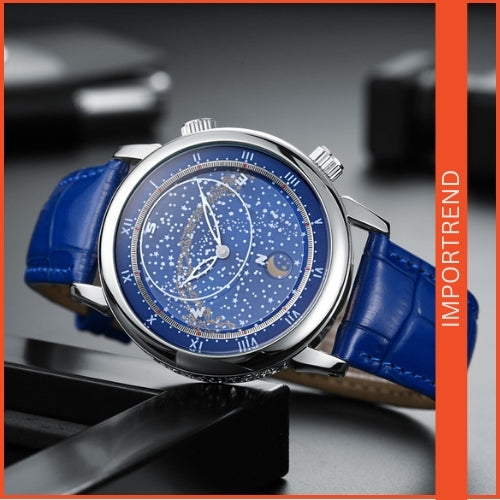 Genuine Leather Rotating Starry Men's Watch