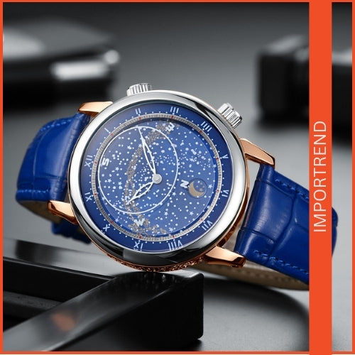 Genuine Leather Rotating Starry Men's Watch