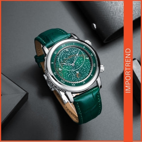 Genuine Leather Rotating Starry Men's Watch