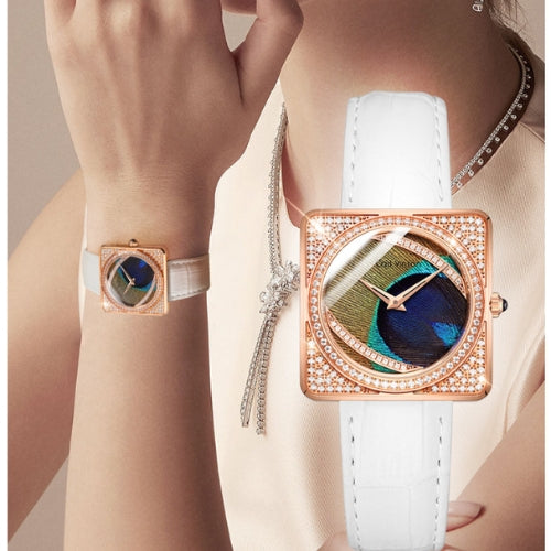 Diamond Women's Watch Belt, Square Quartz Watch
