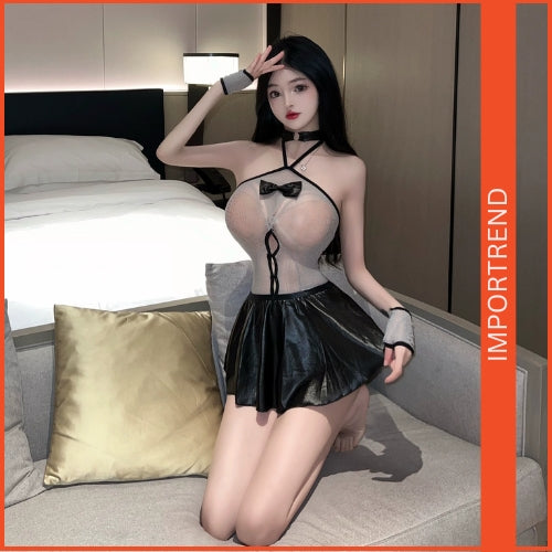 Hollow-Out Uniform Stockings Mesh Lingerie