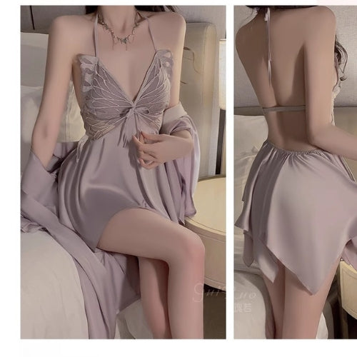 Seductive Nightdress with Underwear & Breast Pad & Robe Set