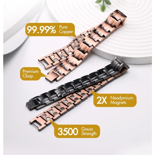 Pure Metal Bracelet with Double Row Strong Magnets