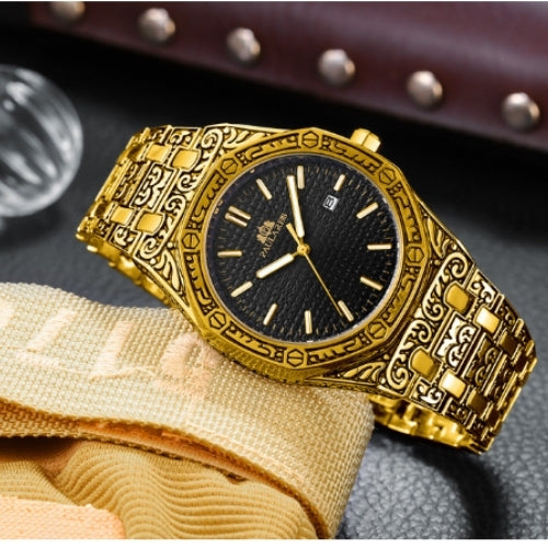 Quartz Carved Men's Wristwatch
