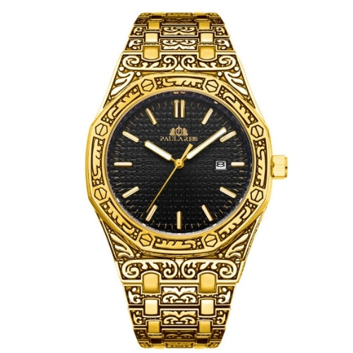 Quartz Carved Men's Wristwatch