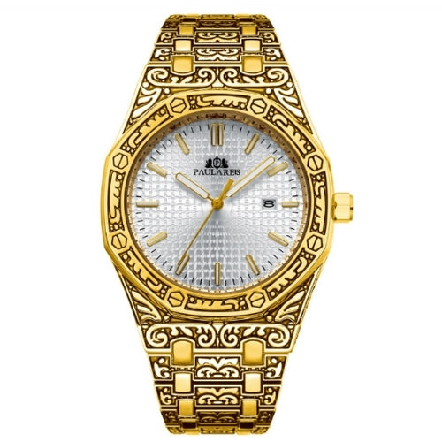 Quartz Carved Men's Wristwatch