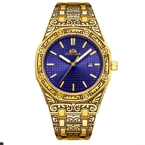 Quartz Carved Men's Wristwatch