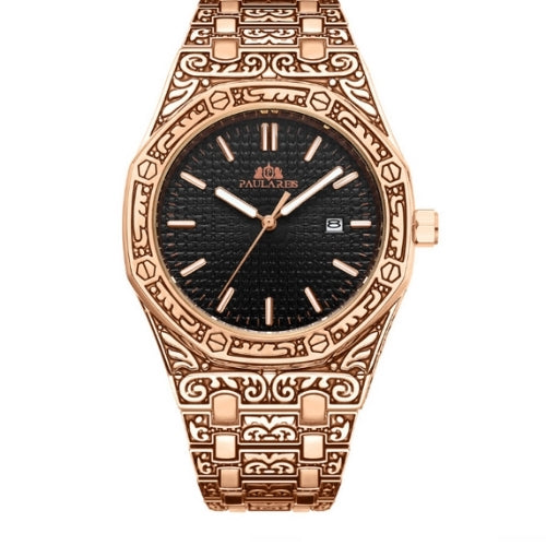 Quartz Carved Men's Wristwatch