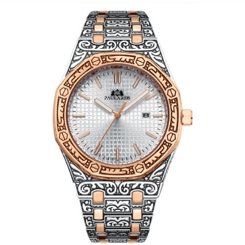 Quartz Carved Men's Wristwatch