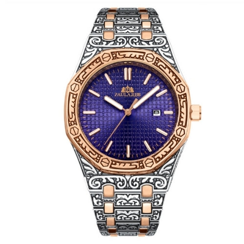 Quartz Carved Men's Wristwatch