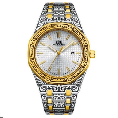 Quartz Carved Men's Wristwatch