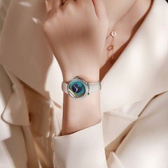 Women's Quartz Watch with Feather Surface, Diamond Accents