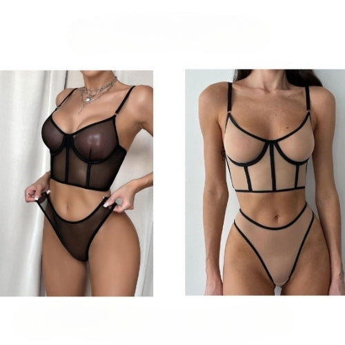 Mesh Sling Back Steel Ring Upper Support Bra Nightwear