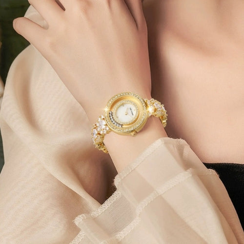 Diamond Ladies Bracelet Watch with Crystal Accents