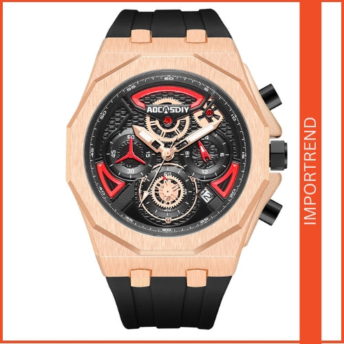 Men's Sports Waterproof, Quartz Movement, Silicone Strap Watch