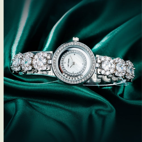 Diamond Ladies Bracelet Watch with Crystal Accents