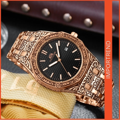 Quartz Carved Men's Wristwatch