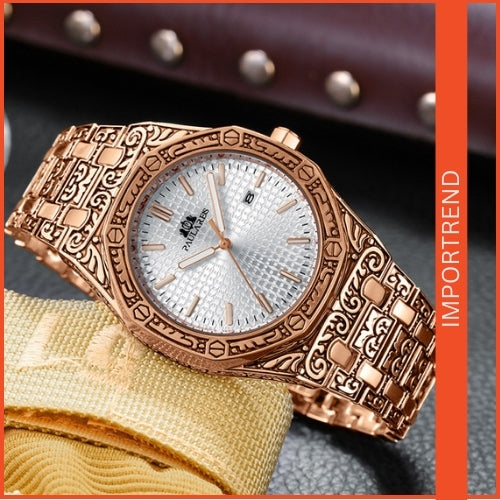 Quartz Carved Men's Wristwatch