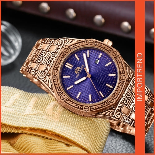 Quartz Carved Men's Wristwatch
