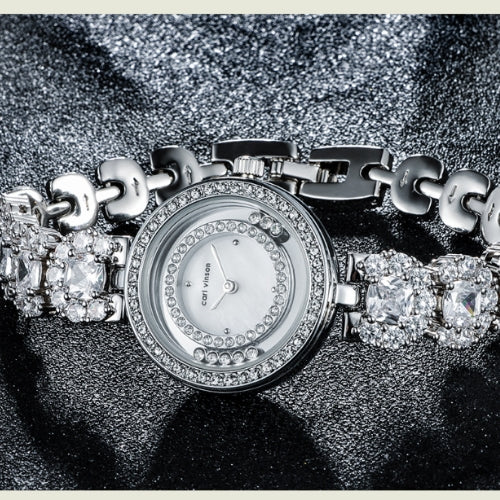 Diamond Ladies Bracelet Watch with Crystal Accents