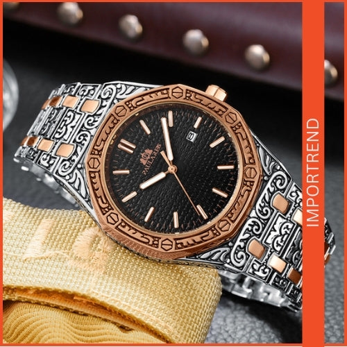 Quartz Carved Men's Wristwatch