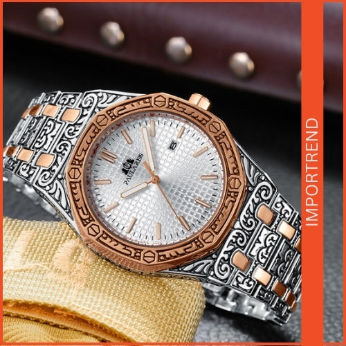 Quartz Carved Men's Wristwatch