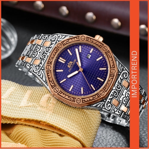 Quartz Carved Men's Wristwatch