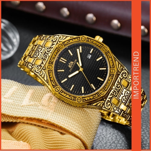Quartz Carved Men's Wristwatch