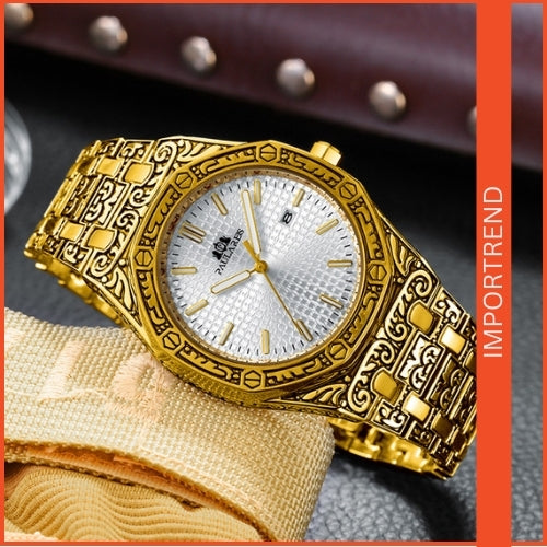 Quartz Carved Men's Wristwatch