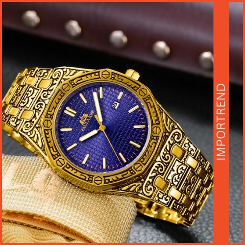 Quartz Carved Men's Wristwatch