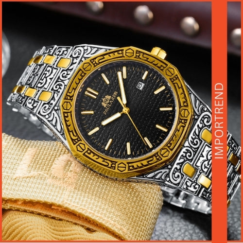 Quartz Carved Men's Wristwatch