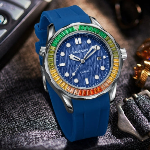 Men's Fashion Rainbow Diamond Quartz Watch