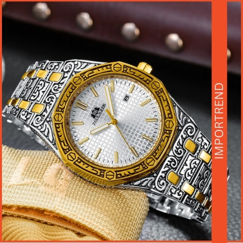 Quartz Carved Men's Wristwatch