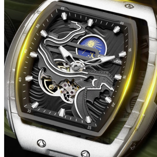 Men's Automatic Mechanical Watch with Silicone Strap