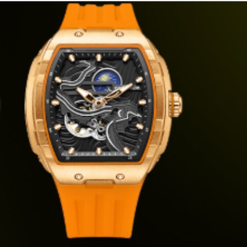 Men's Automatic Mechanical Watch with Silicone Strap