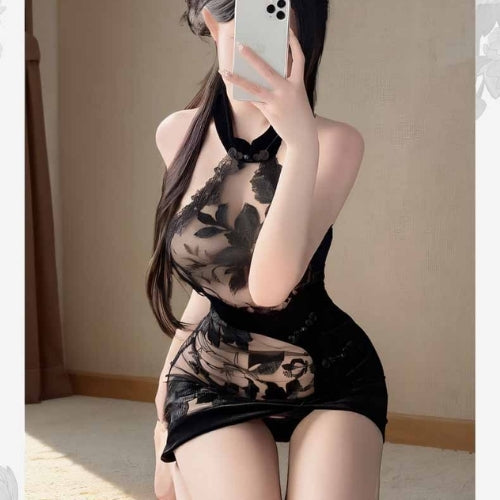Halter Neck Embroidered Lingerie set with T pants