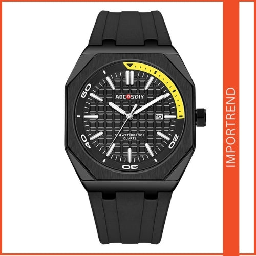 Men's Square Watch with Silicone Strap
