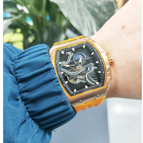 Men's Automatic Mechanical Watch with Silicone Strap