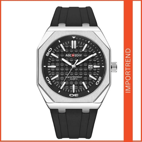 Men's Square Watch with Silicone Strap