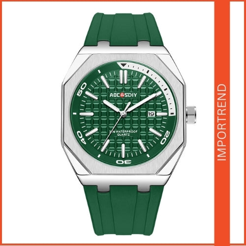 Men's Square Watch with Silicone Strap