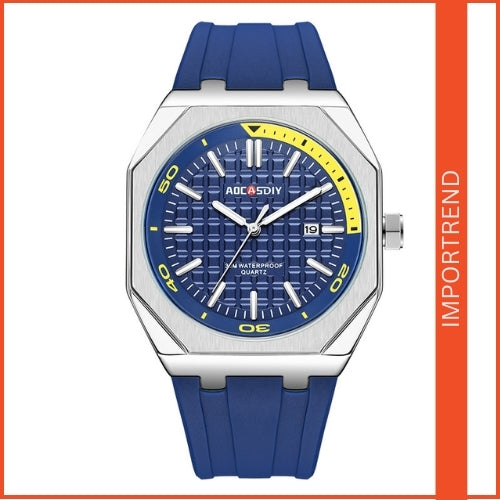 Men's Square Watch with Silicone Strap