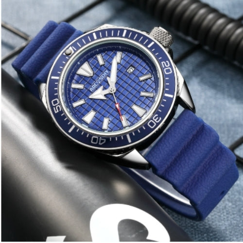 Men's Casual Quartz Watch with Silicone Strap