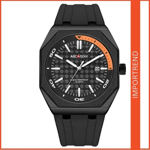 Men's Square Watch with Silicone Strap