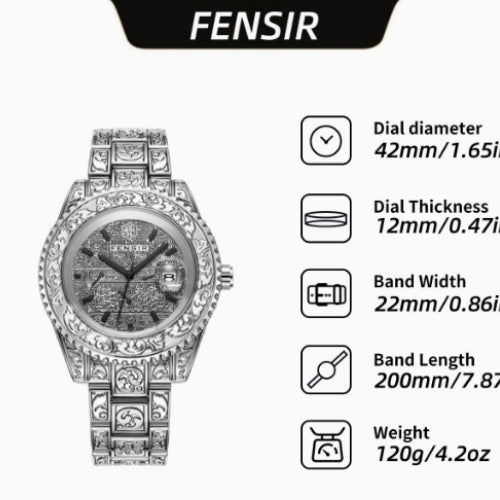 Men's Three-Needle Carved Quartz Watch