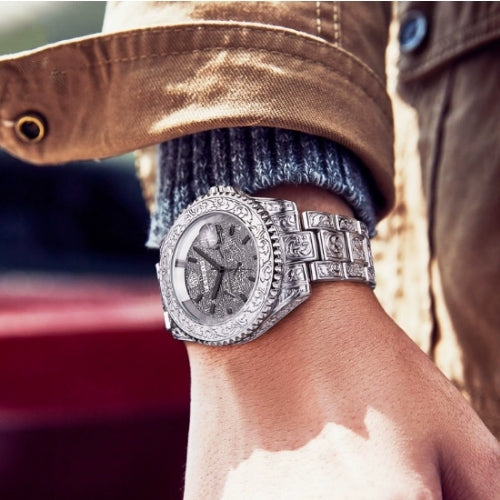 Men's Three-Needle Carved Quartz Watch