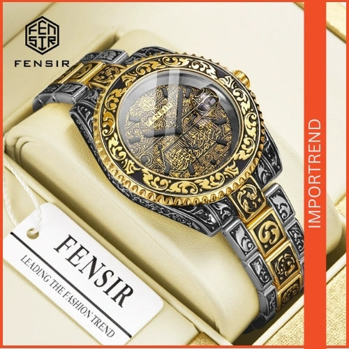 Men's Three-Needle Carved Quartz Watch