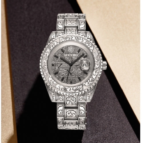 Men's Three-Needle Carved Quartz Watch