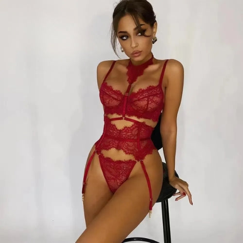 Lace Eyelash Lace Splicing Steel Ring Hanging Neck Ankle Ring Lingerie