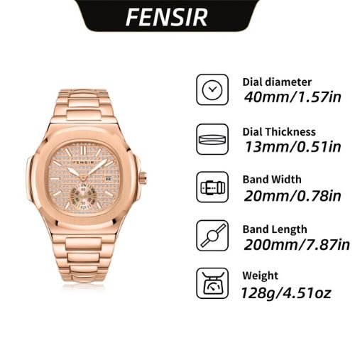Men's Diamond Face Square Quartz Watch