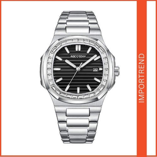 Men's Diamond Watch & Stainless Steel Strap